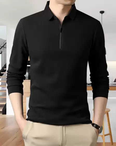 Solid Men Black Full Sleeve | Shirt