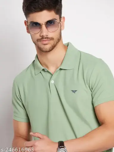 RISS Men's Cotton |Half Sleeves Solid Polo T-shirt